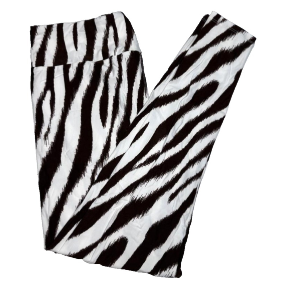 LuLaRoe Womens Leggings Size TC Brown Zebra Stripes Tall And Curvy NWT